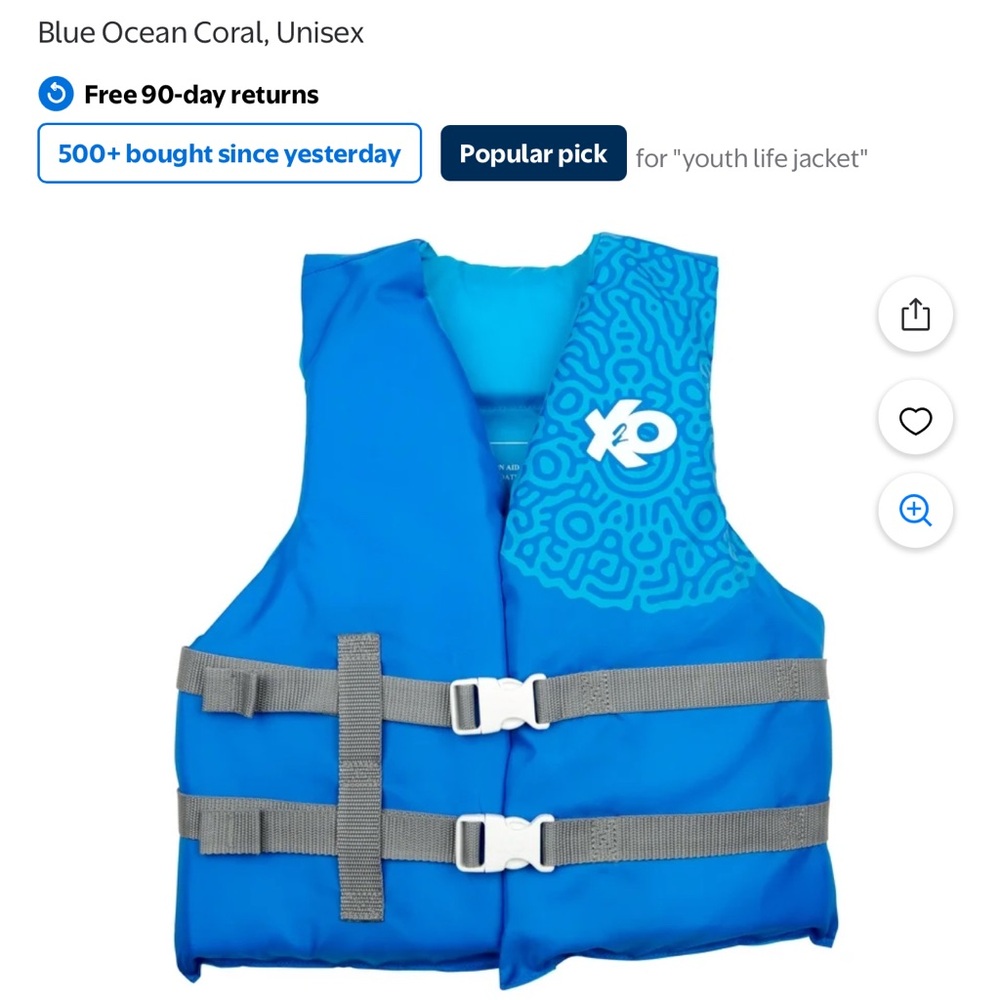 Onyx Gray and Blue Youth Life Jacket